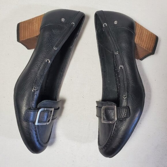 Rockport Adiprene Buckled Black Leather Loafer Block Heel Size Us 6.5 - Picture 4 of 15